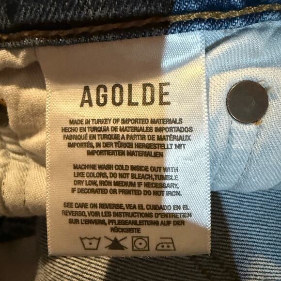 AGOLDE 90s Pinch Waist High Rise Straight Jeans Size 26 Blue Merrell Wash A9021B - Picture 8 of 10